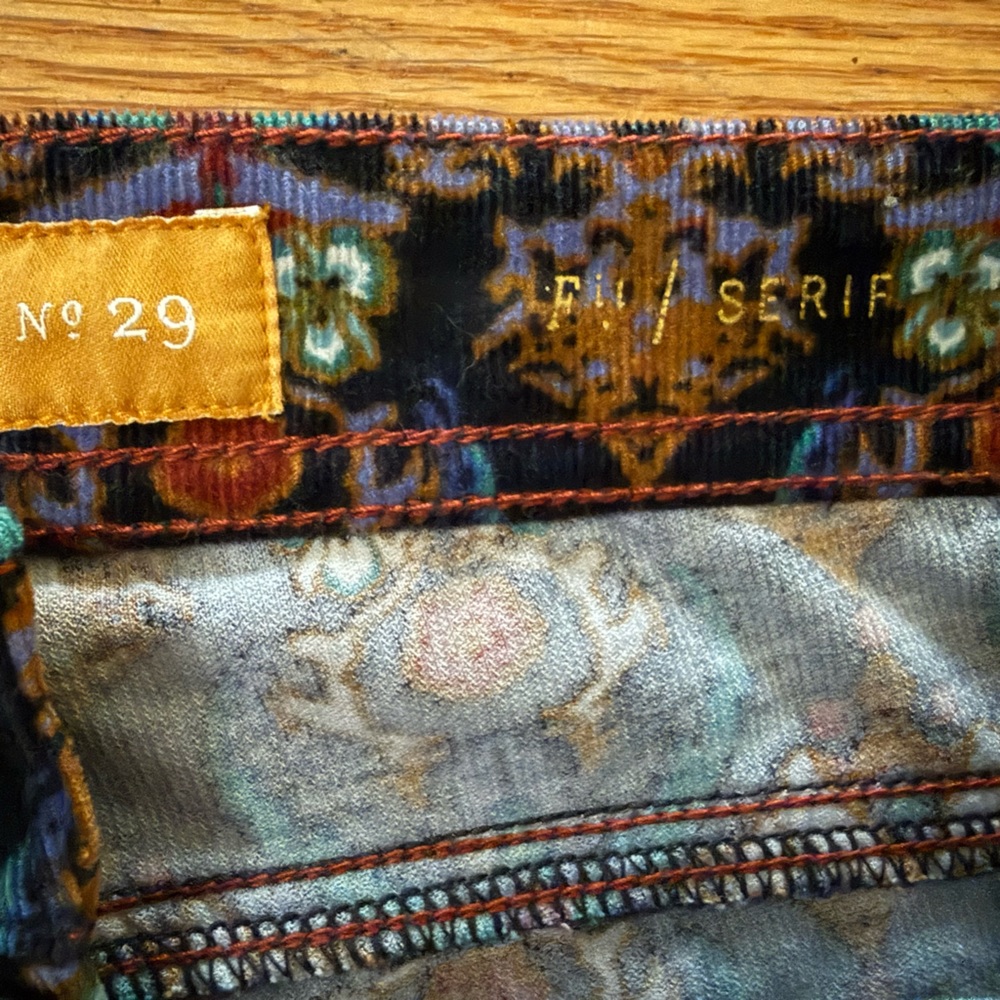 Pilcro & The Letterpress Anthropologie Serif Printed Corduroy Pants Size 29 - Picture 5 of 9